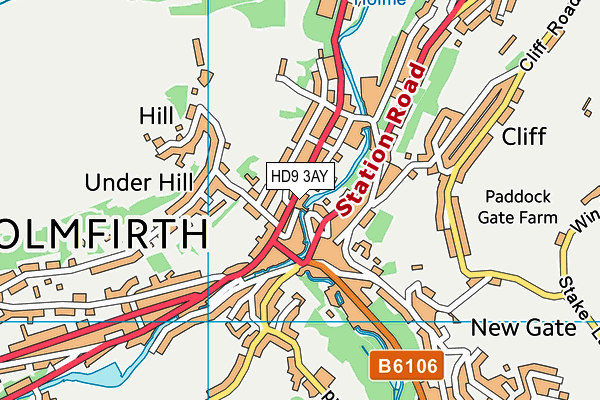 HD9 3AY map - OS VectorMap District (Ordnance Survey)