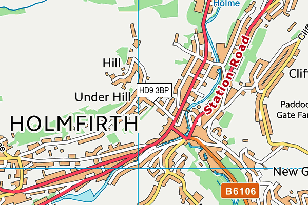 HD9 3BP map - OS VectorMap District (Ordnance Survey)