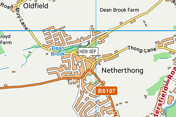 HD9 3EF map - OS VectorMap District (Ordnance Survey)