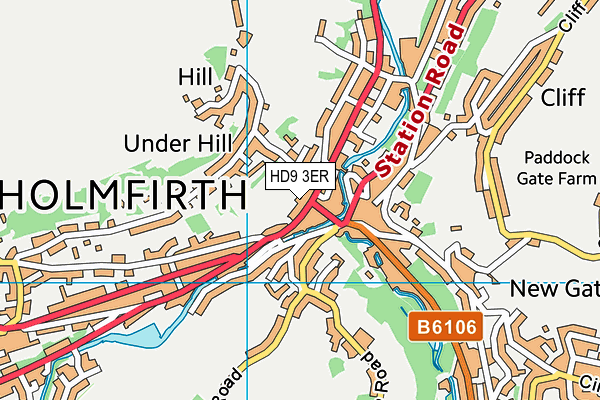 HD9 3ER map - OS VectorMap District (Ordnance Survey)