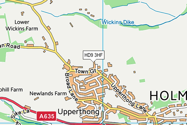 HD9 3HF map - OS VectorMap District (Ordnance Survey)