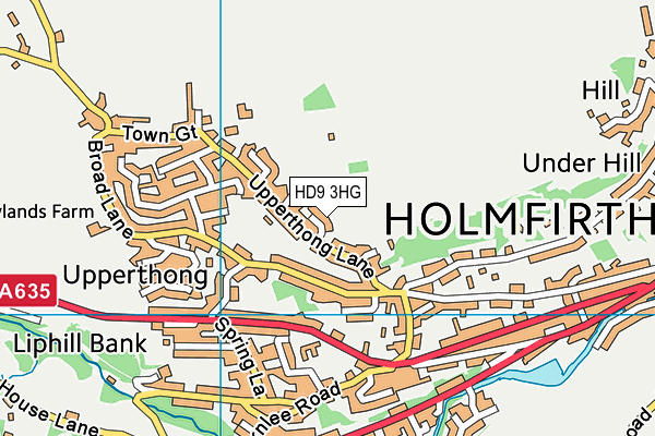 HD9 3HG map - OS VectorMap District (Ordnance Survey)