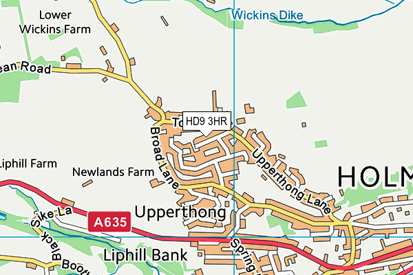 HD9 3HR map - OS VectorMap District (Ordnance Survey)