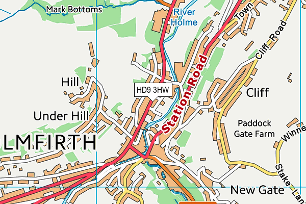 HD9 3HW map - OS VectorMap District (Ordnance Survey)