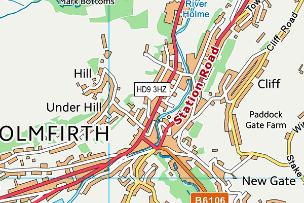 HD9 3HZ map - OS VectorMap District (Ordnance Survey)