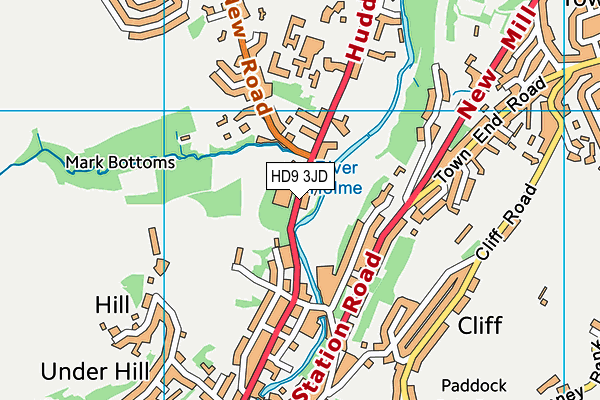 HD9 3JD map - OS VectorMap District (Ordnance Survey)