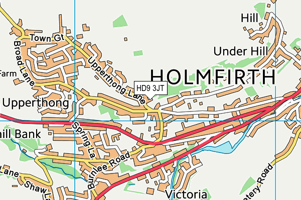 HD9 3JT map - OS VectorMap District (Ordnance Survey)