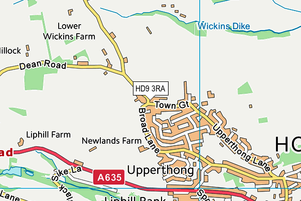 HD9 3RA map - OS VectorMap District (Ordnance Survey)