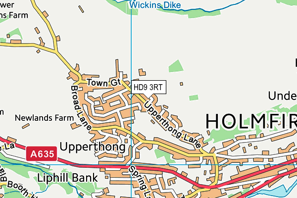 HD9 3RT map - OS VectorMap District (Ordnance Survey)