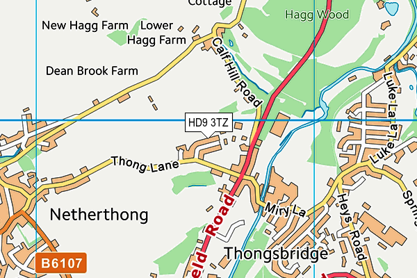 HD9 3TZ map - OS VectorMap District (Ordnance Survey)