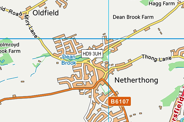 HD9 3UH map - OS VectorMap District (Ordnance Survey)