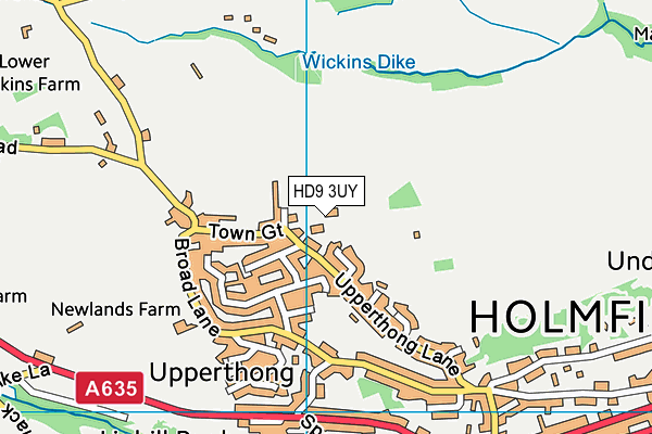 HD9 3UY map - OS VectorMap District (Ordnance Survey)