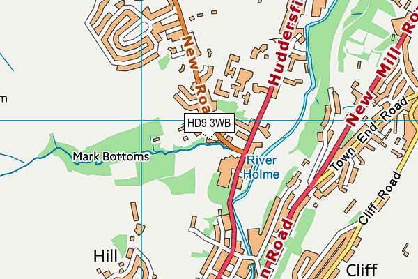 HD9 3WB map - OS VectorMap District (Ordnance Survey)