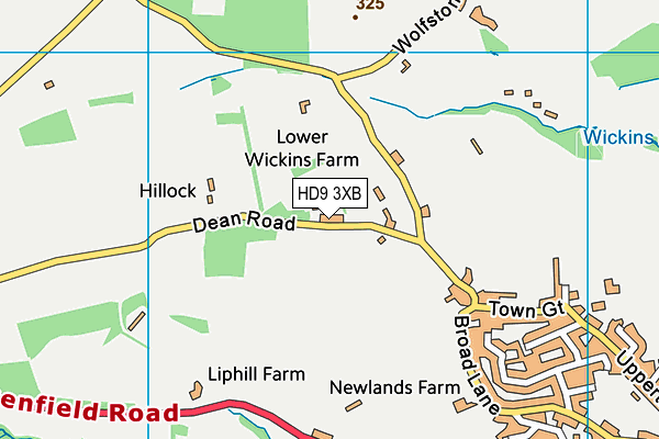 HD9 3XB map - OS VectorMap District (Ordnance Survey)