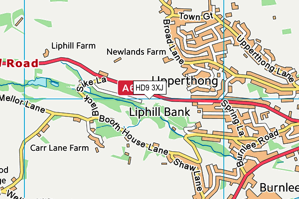 HD9 3XJ map - OS VectorMap District (Ordnance Survey)