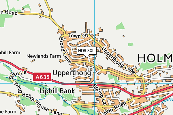 HD9 3XL map - OS VectorMap District (Ordnance Survey)