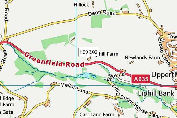 HD9 3XQ map - OS VectorMap District (Ordnance Survey)