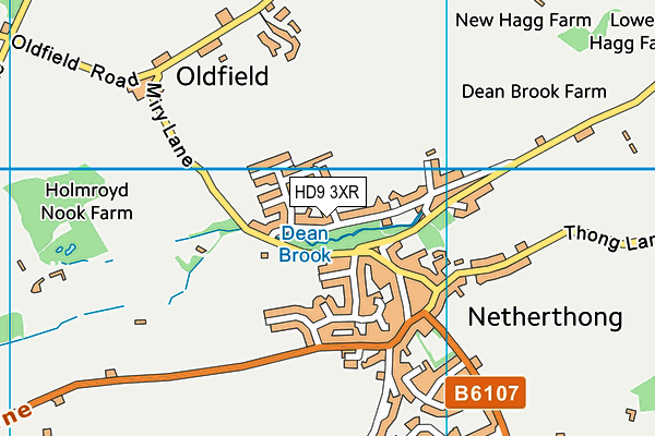 HD9 3XR map - OS VectorMap District (Ordnance Survey)