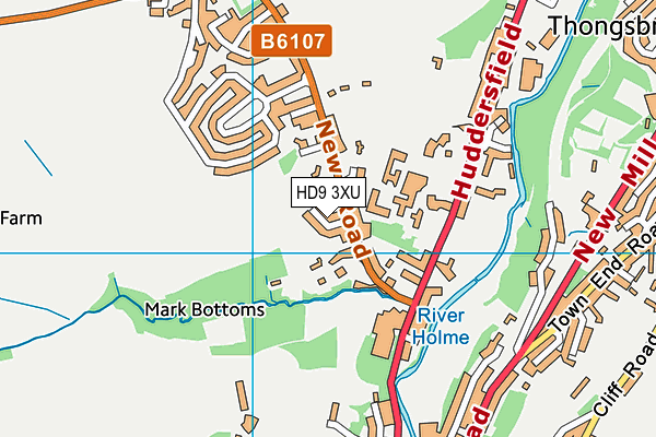 HD9 3XU map - OS VectorMap District (Ordnance Survey)