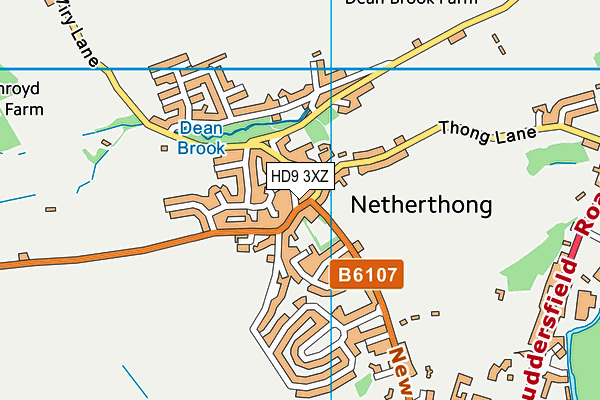 HD9 3XZ map - OS VectorMap District (Ordnance Survey)