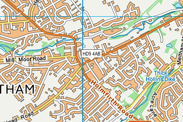 HD9 4AB map - OS VectorMap District (Ordnance Survey)