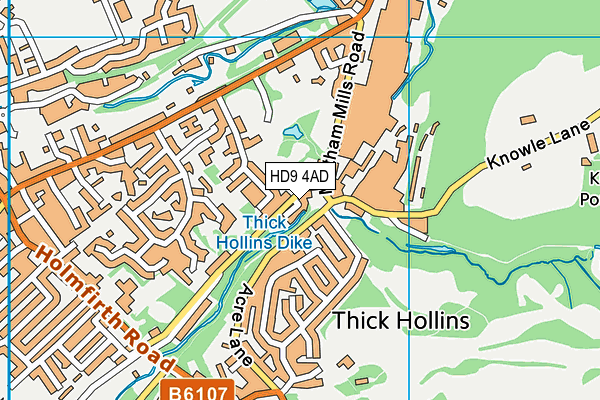 HD9 4AD map - OS VectorMap District (Ordnance Survey)