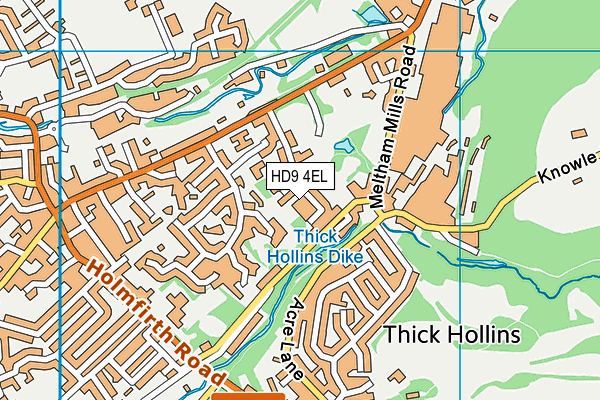 HD9 4EL map - OS VectorMap District (Ordnance Survey)