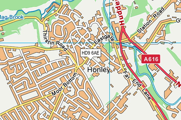 HD9 6AE map - OS VectorMap District (Ordnance Survey)