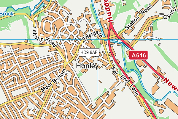 HD9 6AF map - OS VectorMap District (Ordnance Survey)