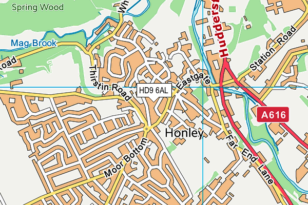 HD9 6AL map - OS VectorMap District (Ordnance Survey)