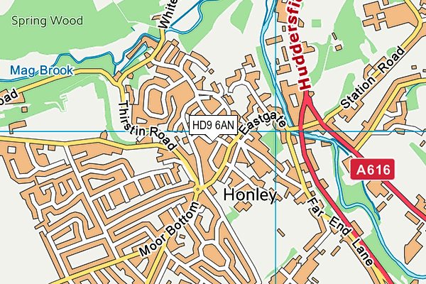 HD9 6AN map - OS VectorMap District (Ordnance Survey)