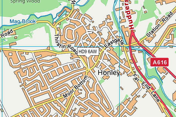HD9 6AW map - OS VectorMap District (Ordnance Survey)