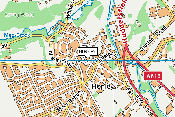 HD9 6AY map - OS VectorMap District (Ordnance Survey)