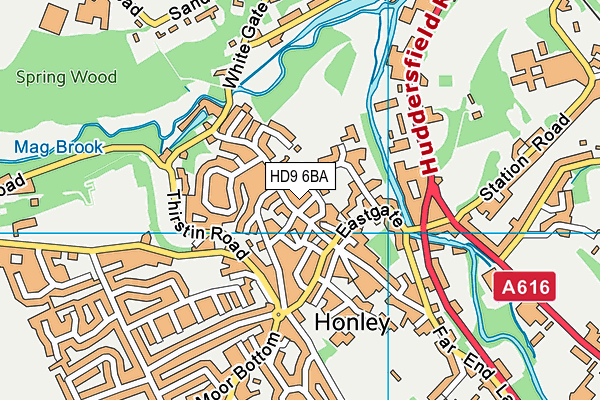 HD9 6BA map - OS VectorMap District (Ordnance Survey)