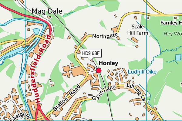 HD9 6BF map - OS VectorMap District (Ordnance Survey)