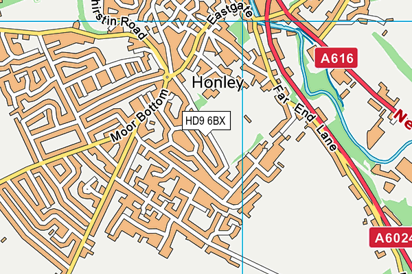 HD9 6BX map - OS VectorMap District (Ordnance Survey)