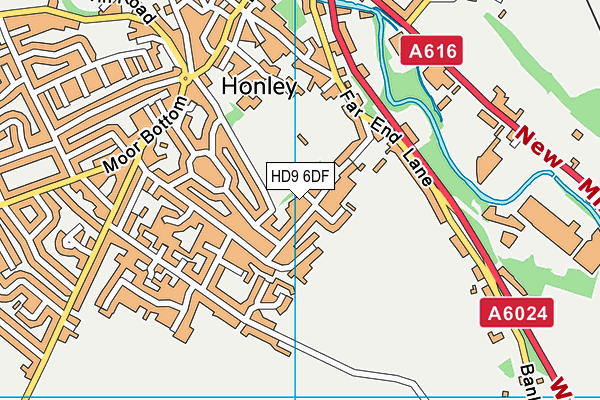 HD9 6DF map - OS VectorMap District (Ordnance Survey)