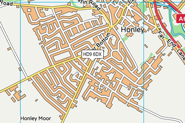 HD9 6DX map - OS VectorMap District (Ordnance Survey)