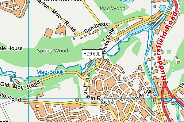 HD9 6JL map - OS VectorMap District (Ordnance Survey)