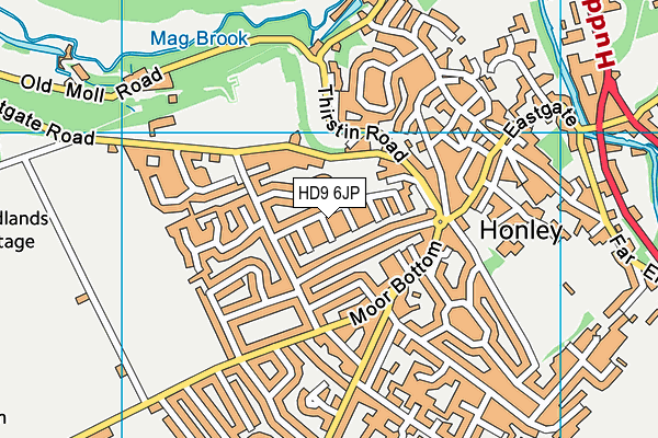 HD9 6JP map - OS VectorMap District (Ordnance Survey)