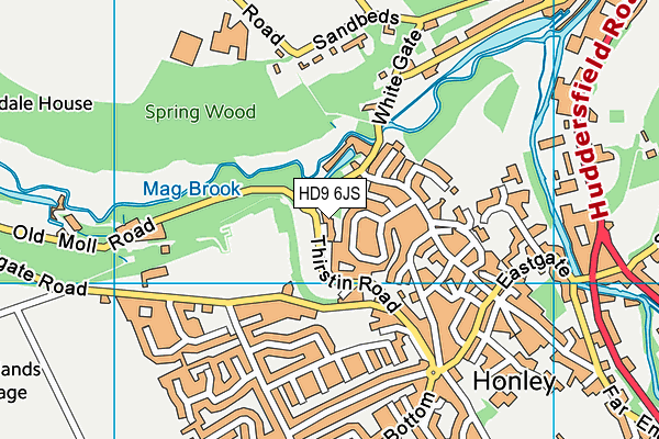 HD9 6JS map - OS VectorMap District (Ordnance Survey)