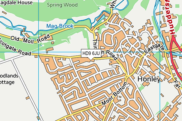 HD9 6JU map - OS VectorMap District (Ordnance Survey)