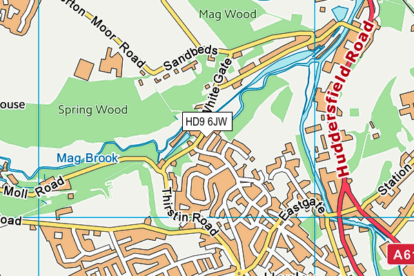 HD9 6JW map - OS VectorMap District (Ordnance Survey)