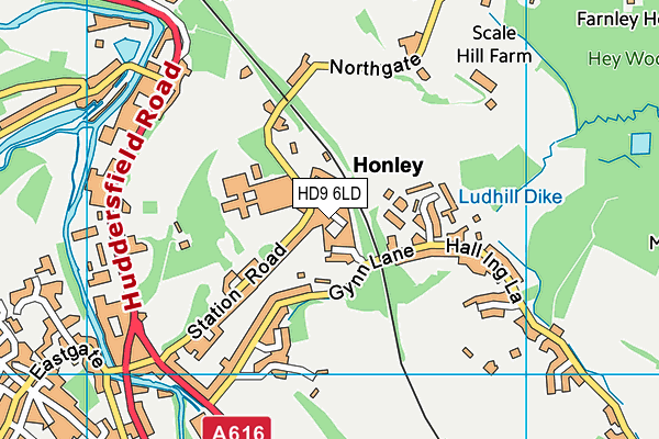 HD9 6LD map - OS VectorMap District (Ordnance Survey)
