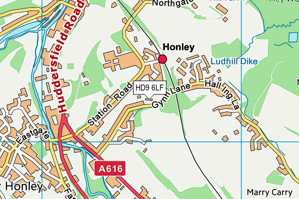 HD9 6LF map - OS VectorMap District (Ordnance Survey)