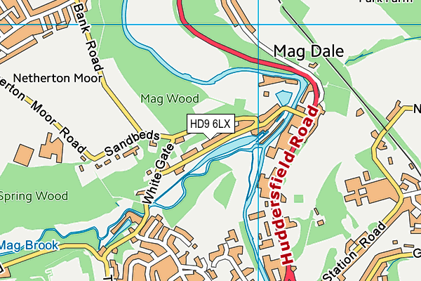 HD9 6LX map - OS VectorMap District (Ordnance Survey)