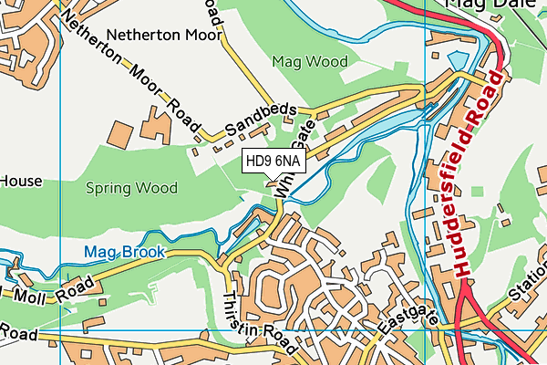 HD9 6NA map - OS VectorMap District (Ordnance Survey)
