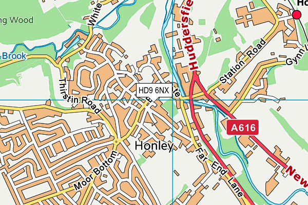 HD9 6NX map - OS VectorMap District (Ordnance Survey)