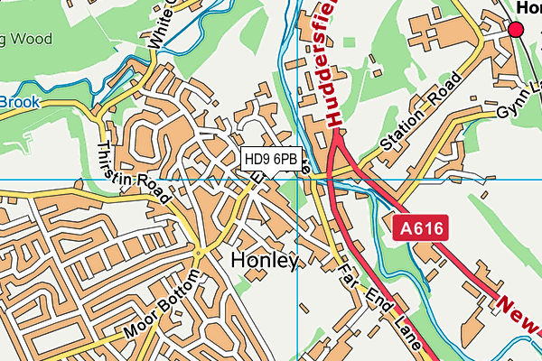 HD9 6PB map - OS VectorMap District (Ordnance Survey)