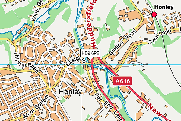 HD9 6PE map - OS VectorMap District (Ordnance Survey)